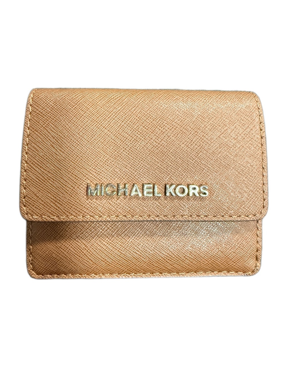 Michael Kors Brown Saffiano Leather Compact Card Holder